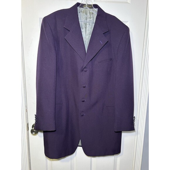 Stacy Adam’s Men’s Long Sleeve 4 Button Blazer Deep Purple Size 44R NWOT - Picture 1 of 7